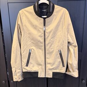 The Kooples Tan Bomber Jacket with Black Accents